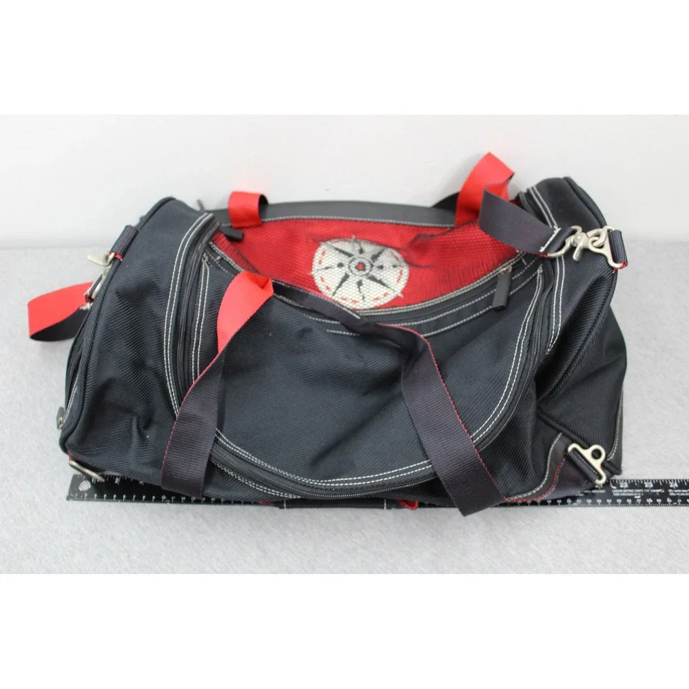 Marlboro Duffel Bag Lg Black Red Compass Travel Weekend Gym Sport Shoulder Bag